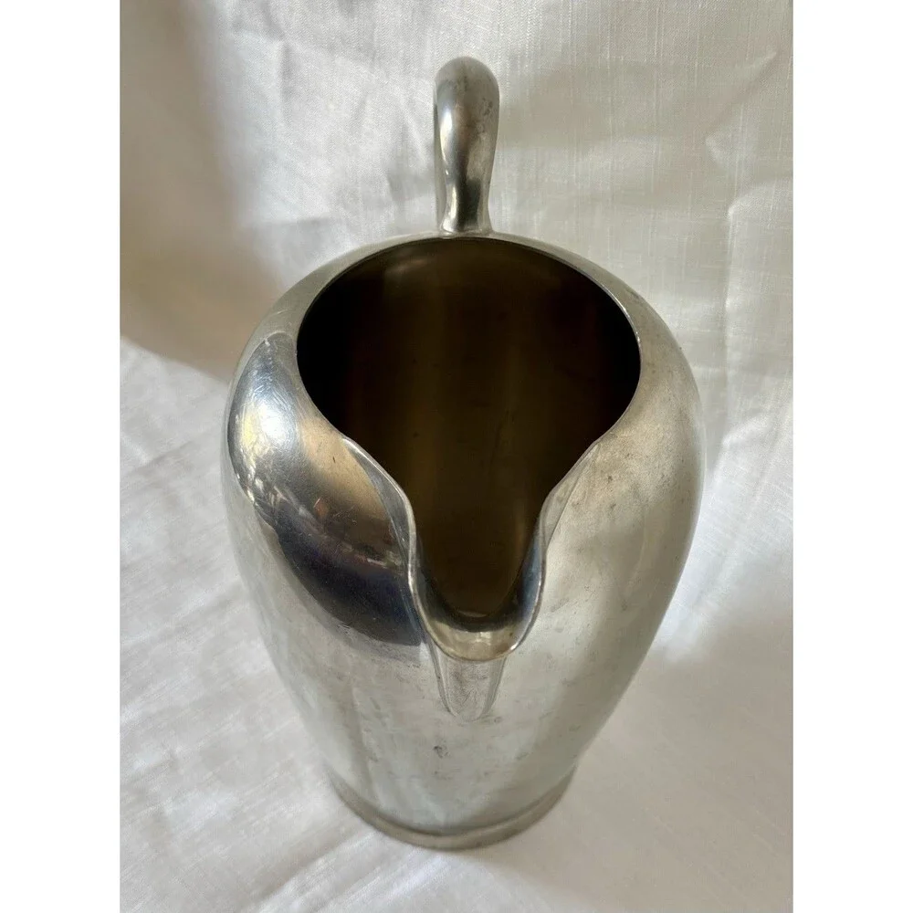 Vintage MCM Pewter Water Pitcher Wilcox Silver Plate Co. Art Deco 2 Quart 8 1/4”